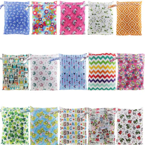 Baby Waterproof Diaper Storage Bag Cute Cartoon Wet Dry Cloth Bag
