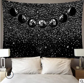 Rectangle Printed Tapestry, Daily Lion Moon Sun Star Blanket