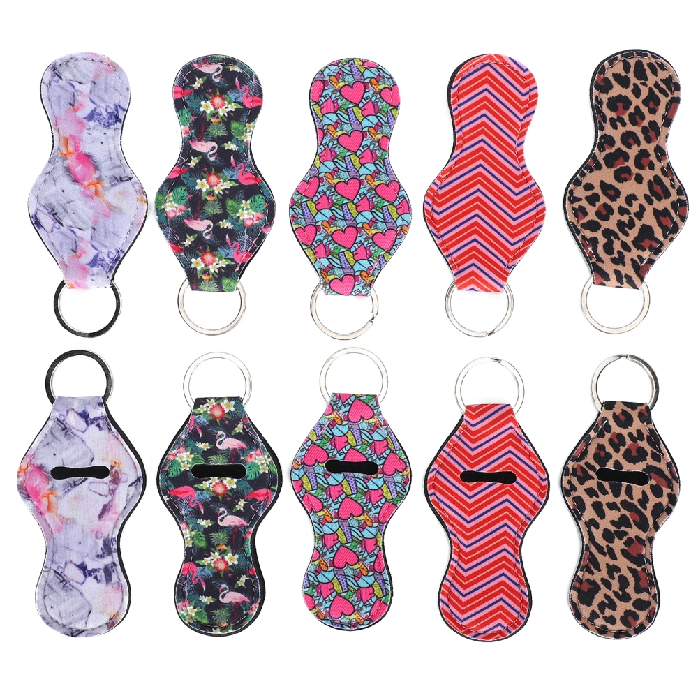 10Pcs Lipstick Holder Keychain Protection Color Pattern Storage Cover Decoration Accessories