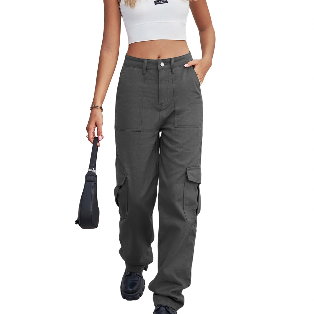 Women's Cargo Pants, Solid/Camouflage Print Mid Waist Loose Trousers