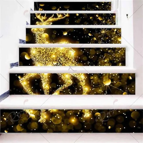 Stairs Sticker Christmas Element Removable Self-Adhesive Stickers