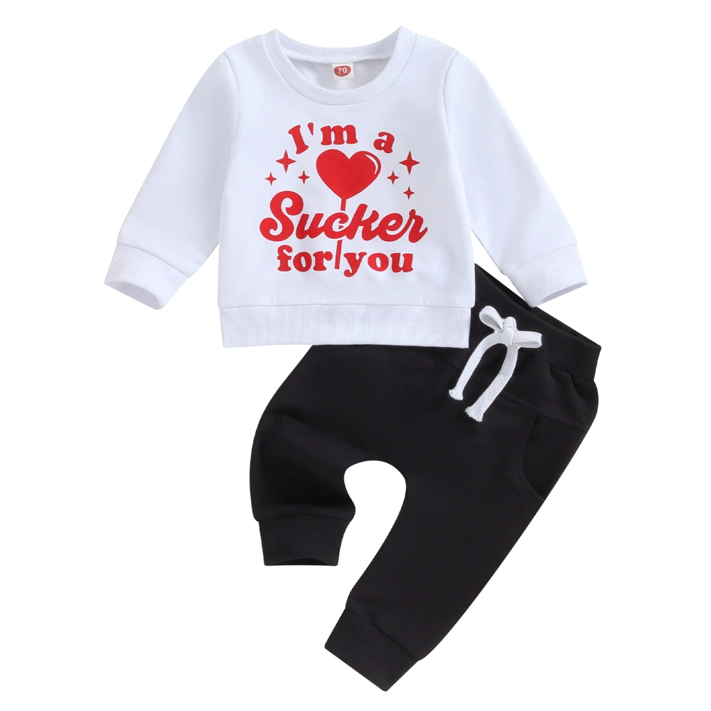 Boy Valentine's Day Closes Letter Print Long Sleeve Pullover Pants