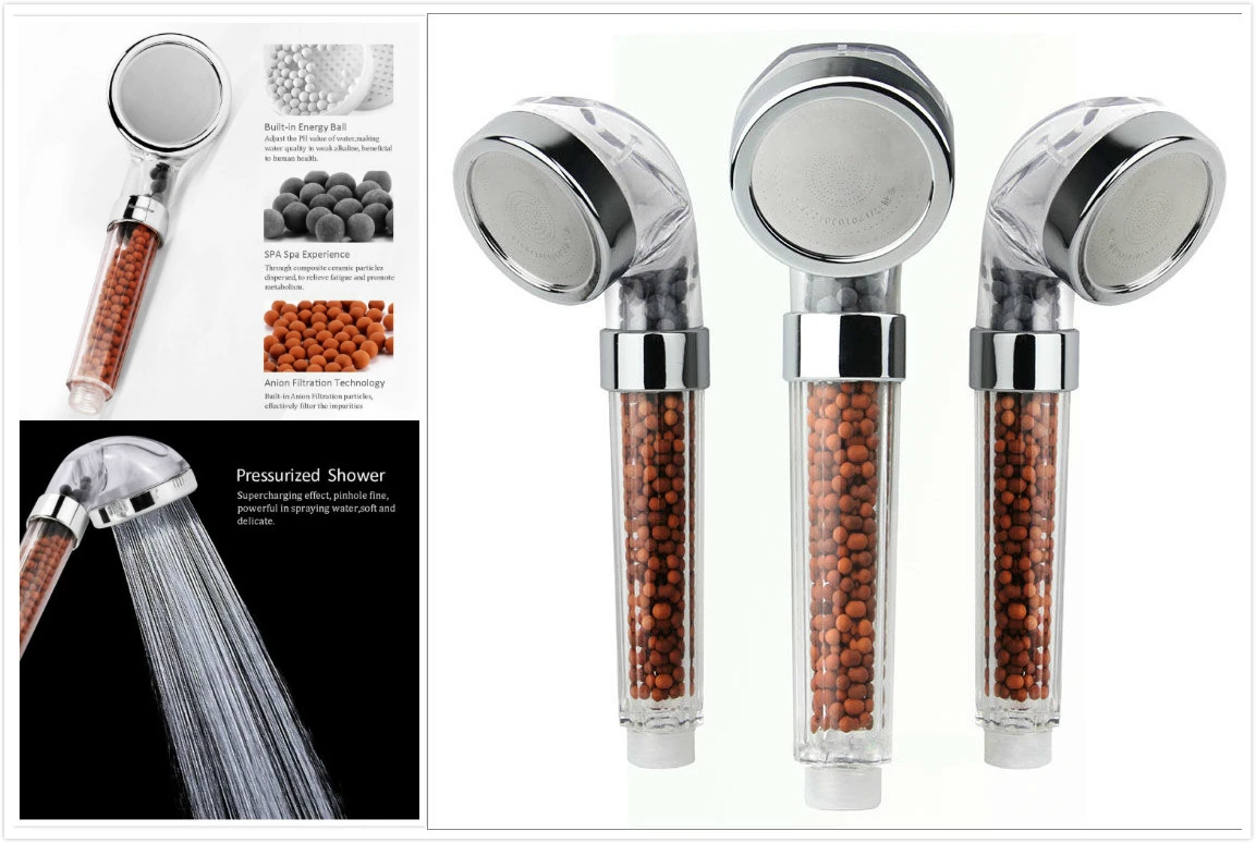High Pressure Boosting Shower Head, Water Saving Filter Stone Stream Shower