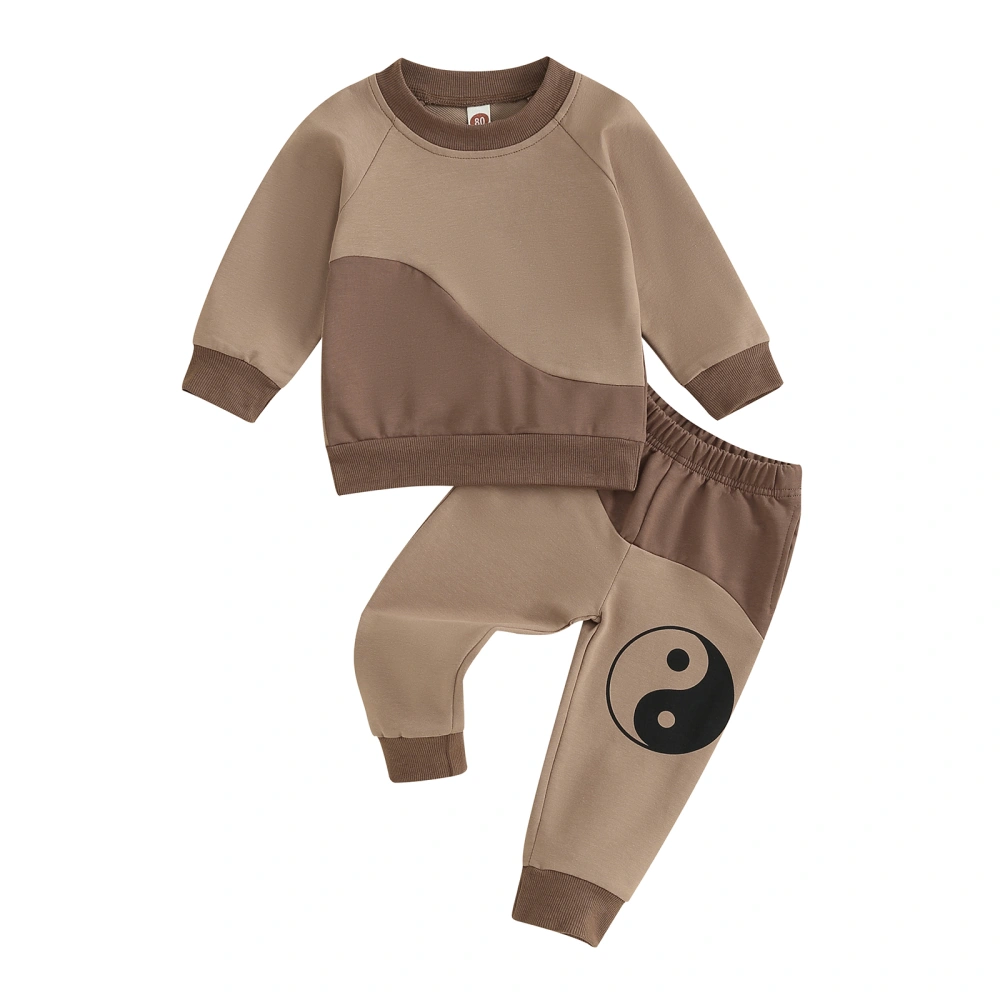 Newborn Pants Set Toddler Boys Contrast Color Sweatshirt and Pants