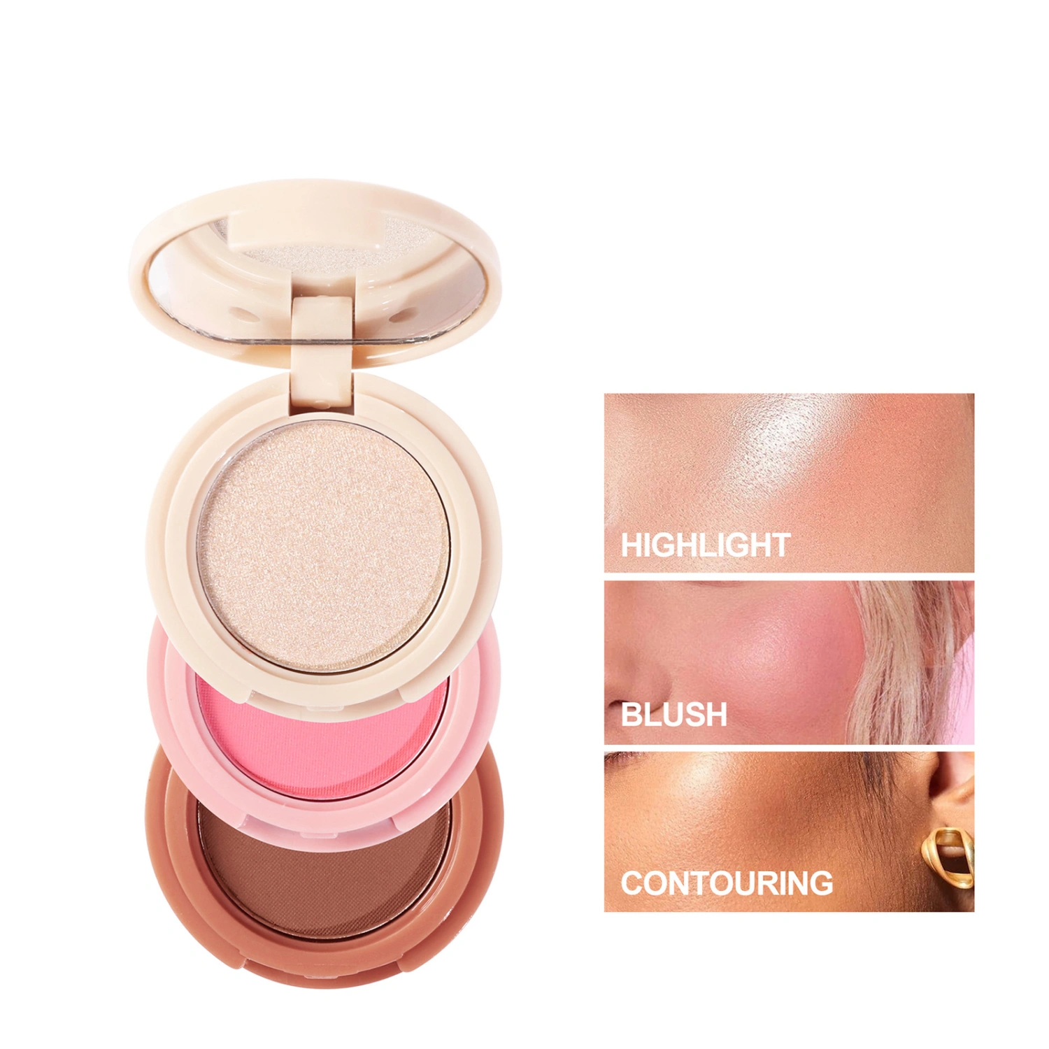 Face Blush, Contour & Highlight Face for a Shimmery Finish, Long Wearing Face Blush for Cheek