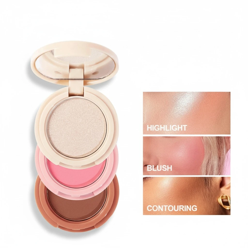 Face Blush, Contour & Highlight Face for a Shimmery Finish, Long Wearing Face Blush for Cheek