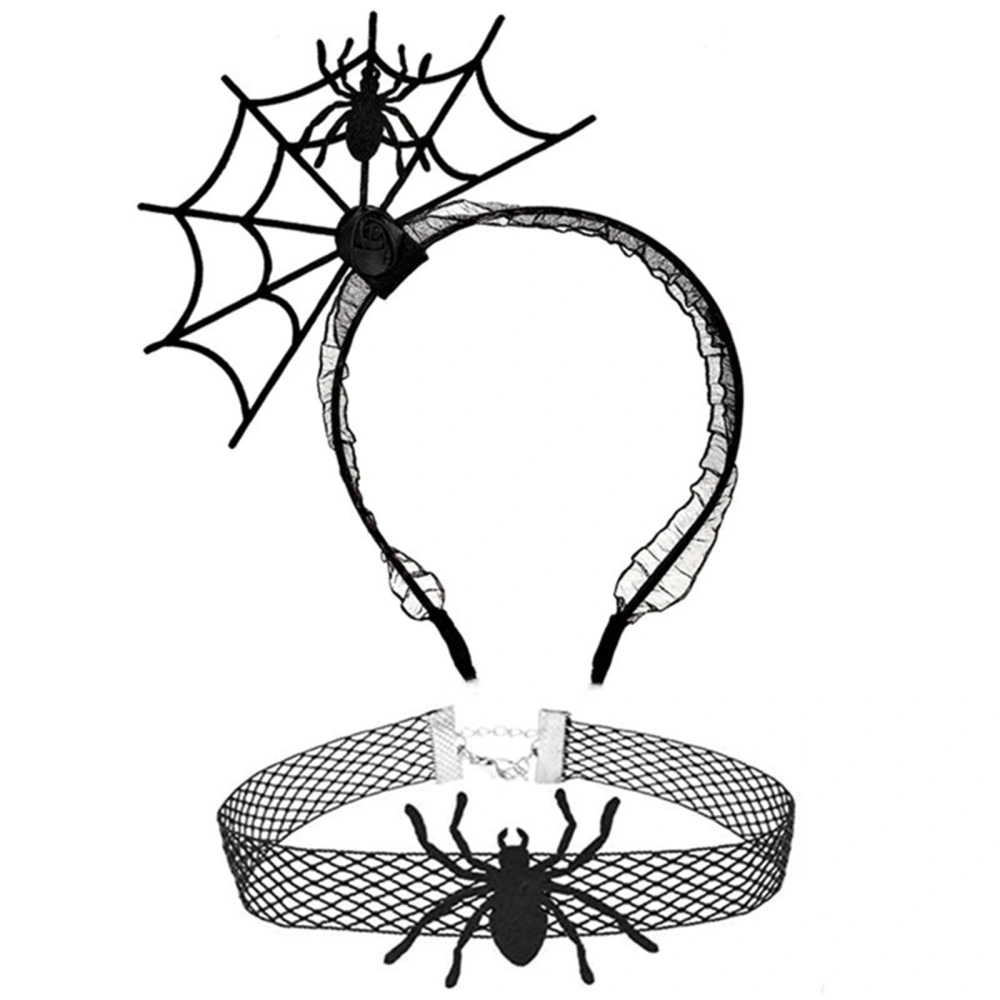 Halloween Spider Headband Necklace Sets Hair Accessories for Party