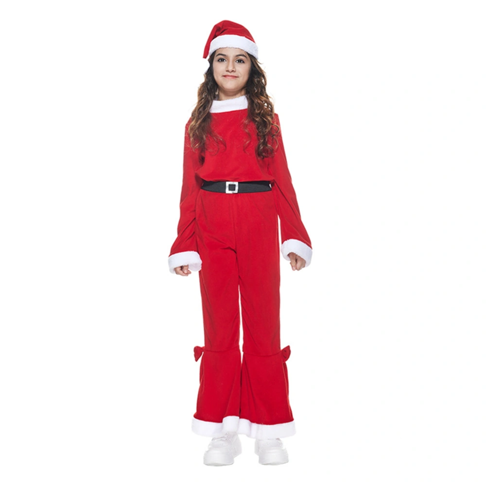 Kids Christmas Costume Contrast Color Tops Flared Pants and Cute Hat 