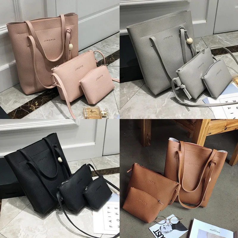 Women Handbag Shoulder Bags Tote Purse Leather 3pcs Tote Suit