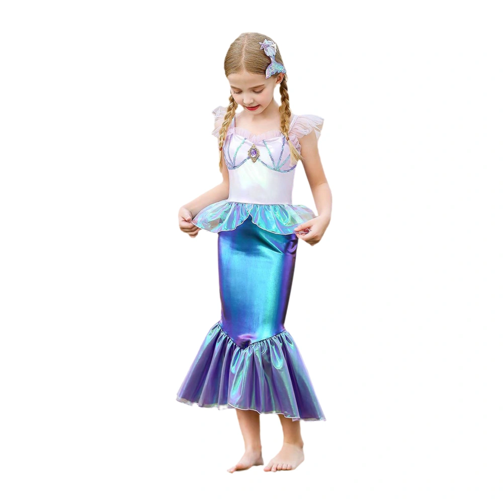 Little Girls Mermaid Costume Princess Halloween Fly Sleeve Dress