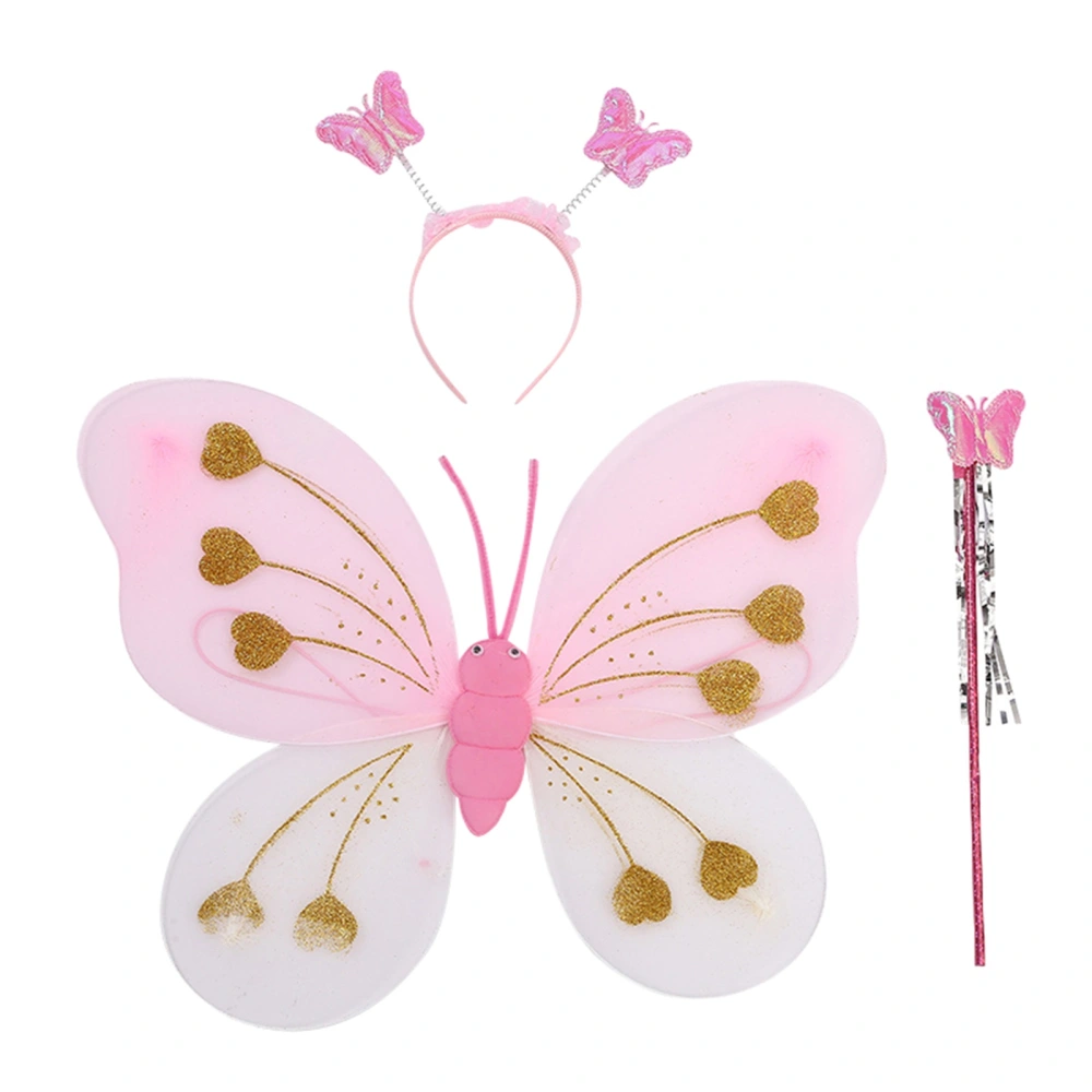 Butterfly Fairy Wings Kid Stage Show Wings with Wand and Hair Hoop