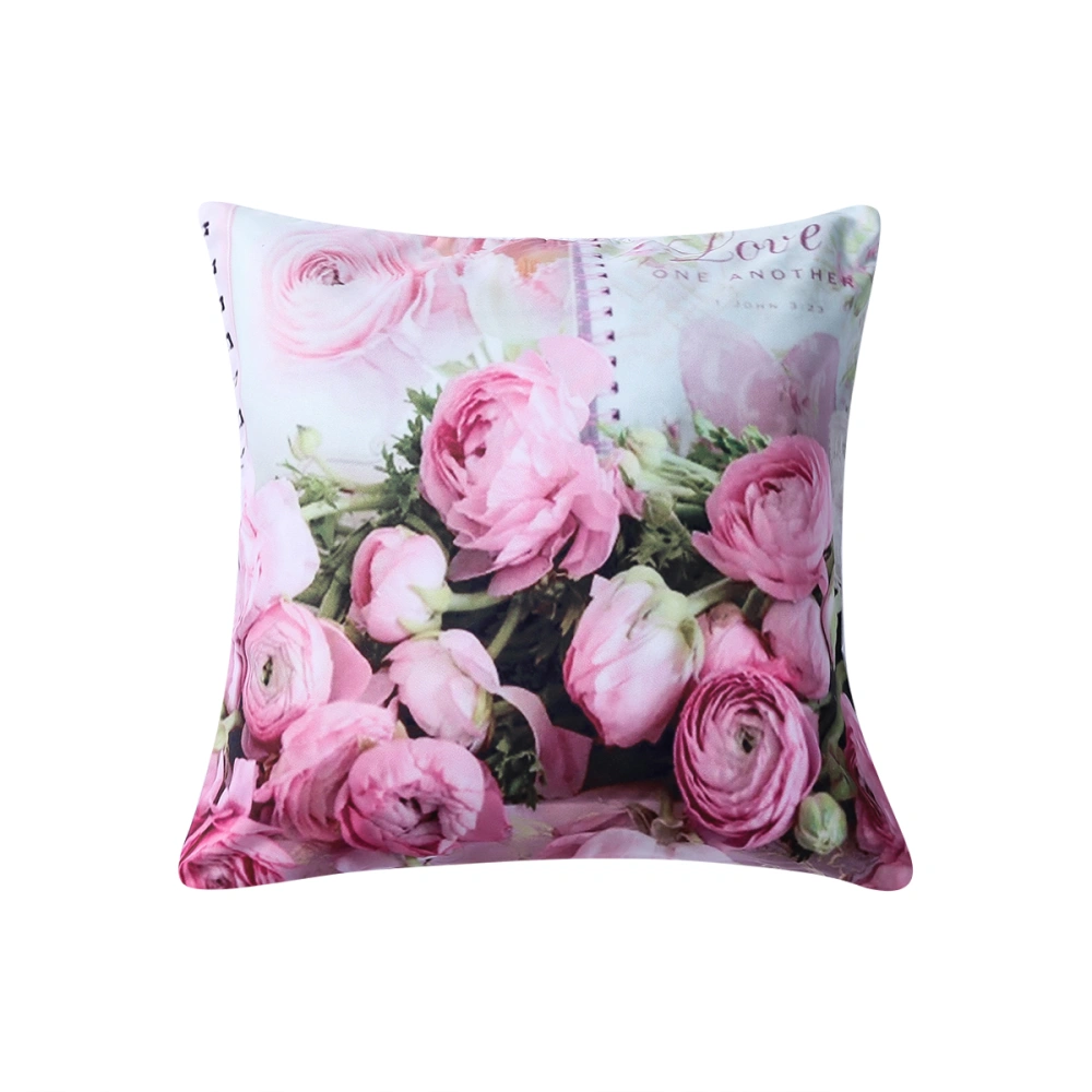 Flower Letter Print Pillowcase, Euro Style Soft Square Cushion Cover