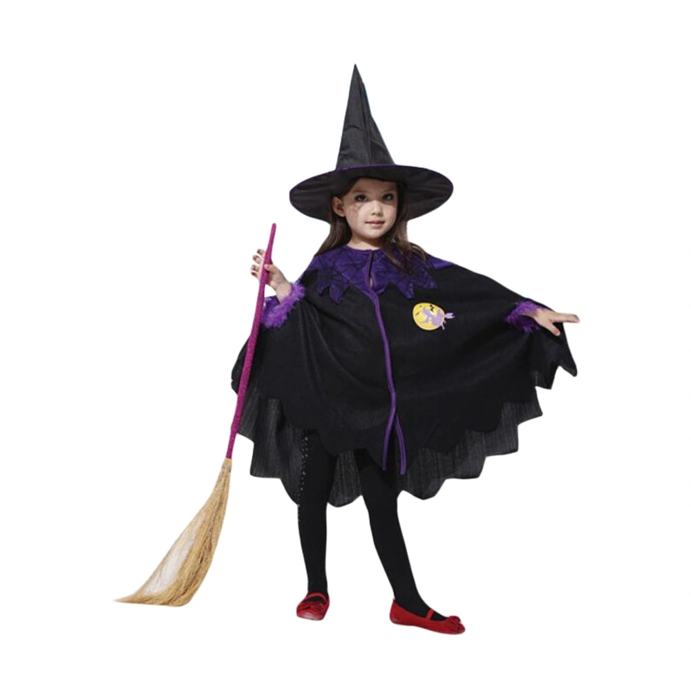 Kids Girls Witch Cloak Halloween Witch Cape Poncho Costume Outfits