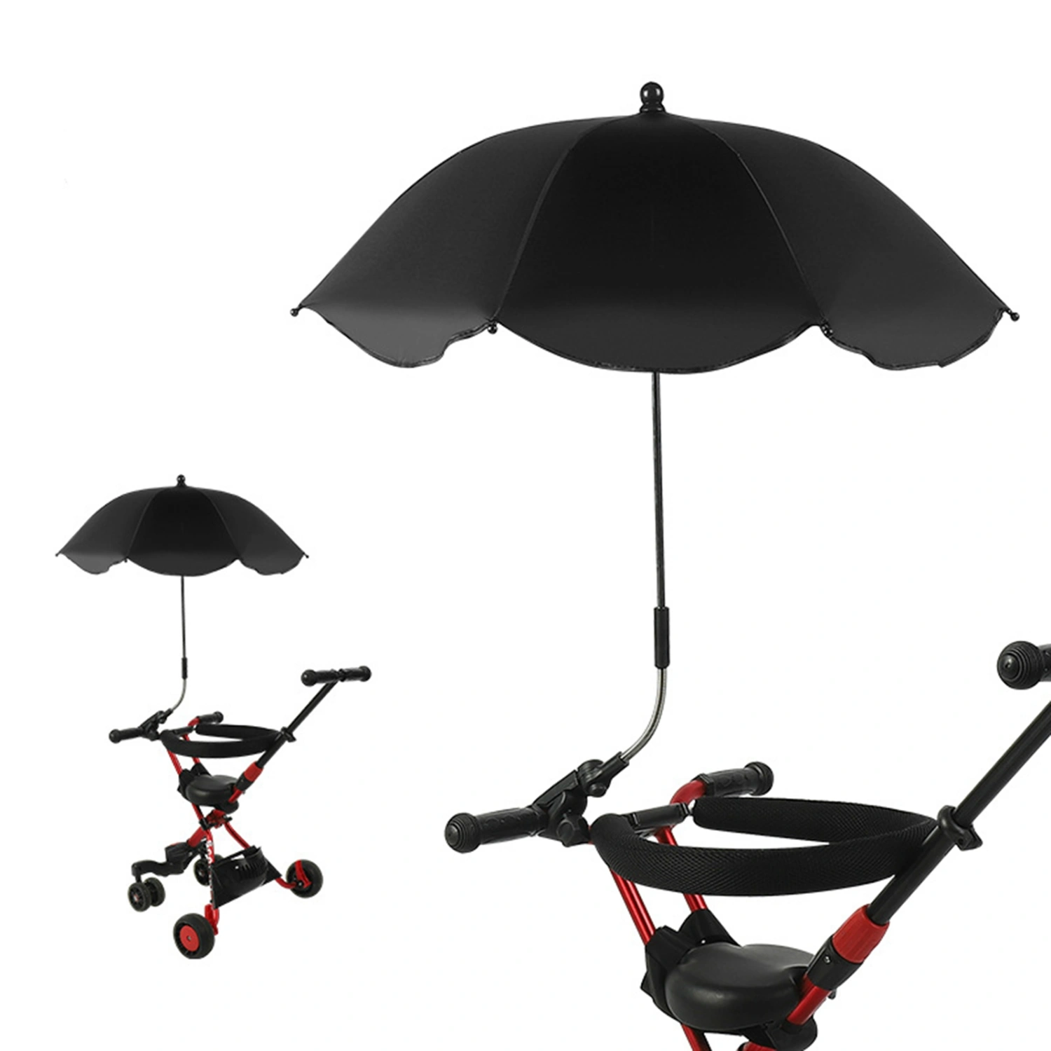 by Stroller Sun Umbrella Silver Glue, 360° Bendable Screw Fixation