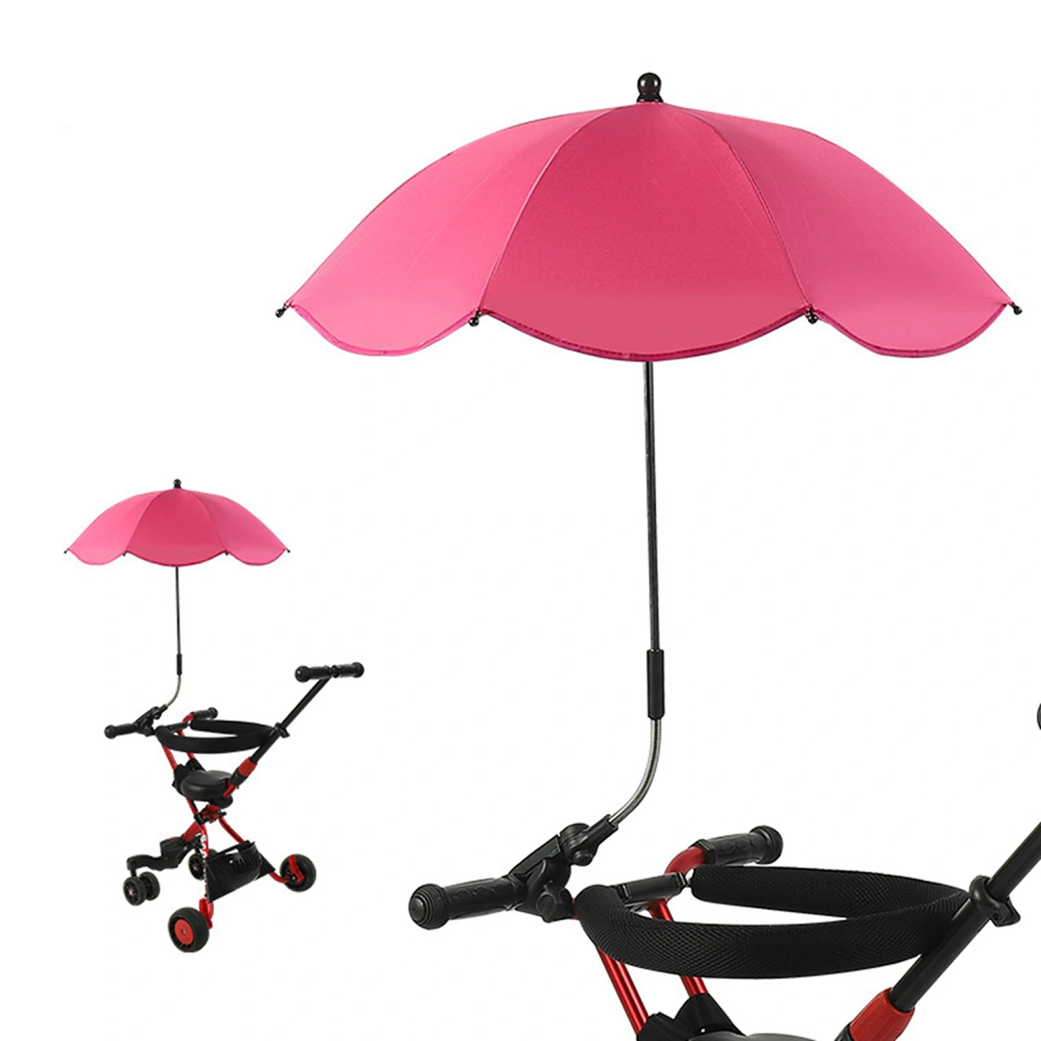 by Stroller Sun Umbrella Silver Glue, 360° Bendable Screw Fixation