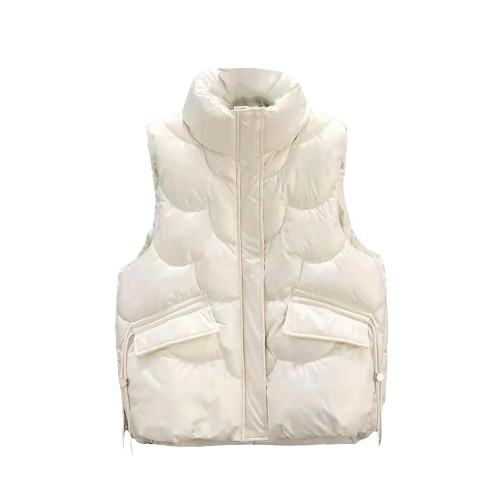 Women Winter Jacket Gilet, Sleeveless Stand Collar Zipped Outwear