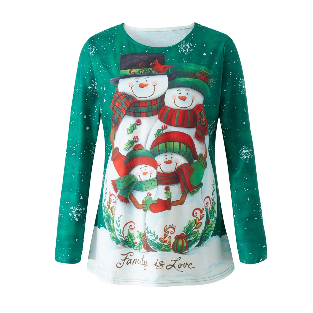 Women's Christmas Long Sleeve Sweatshirt, Cartoon Print Loose Pullover