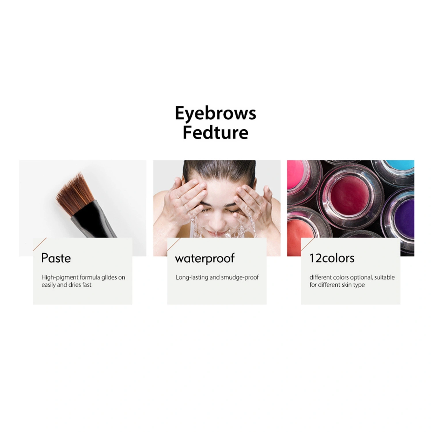 Waterproof Brow Pomade Long Lasting High Pigment Tinted Eyebrow Gel Cream for Natural Eyebrow Makeup