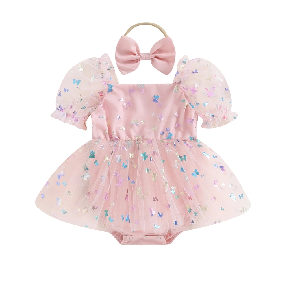 Baby Girls Rompers/Dress Butterfly Pattern Bodysuits with Headband