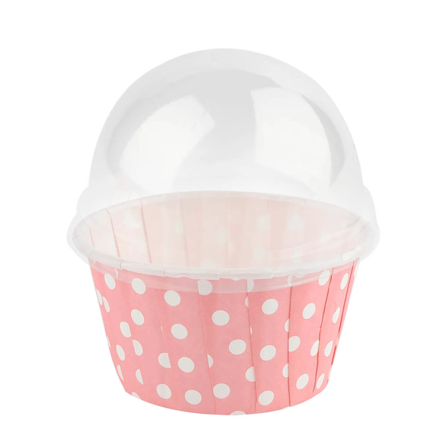 100PCS Mini Cupcake Liners Paper Round Cake Baking Cups Muffin Cases with Lid Pink