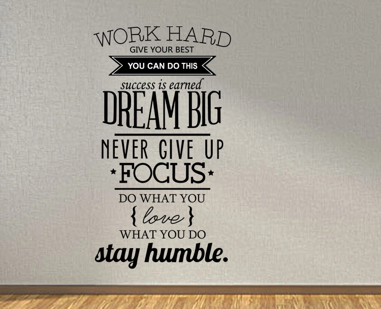 Work Hard Wall Stickers Inspirational Quote Wall Sticker for Home Decoration