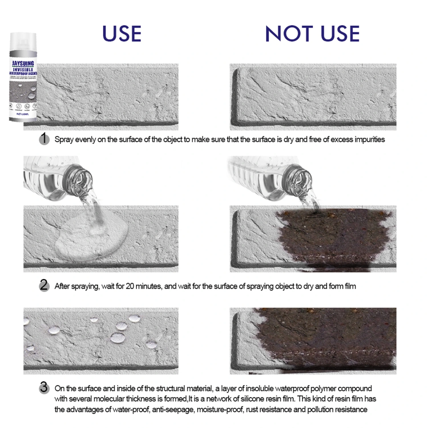 30ml Invisible Waterproof Agent for Water Seepage in Cracks/ Wall