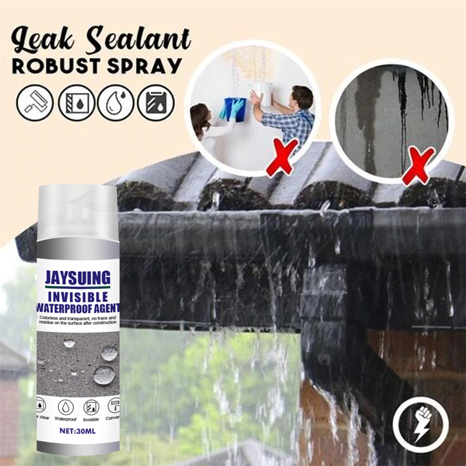 30ml Invisible Waterproof Agent for Water Seepage in Cracks/ Wall