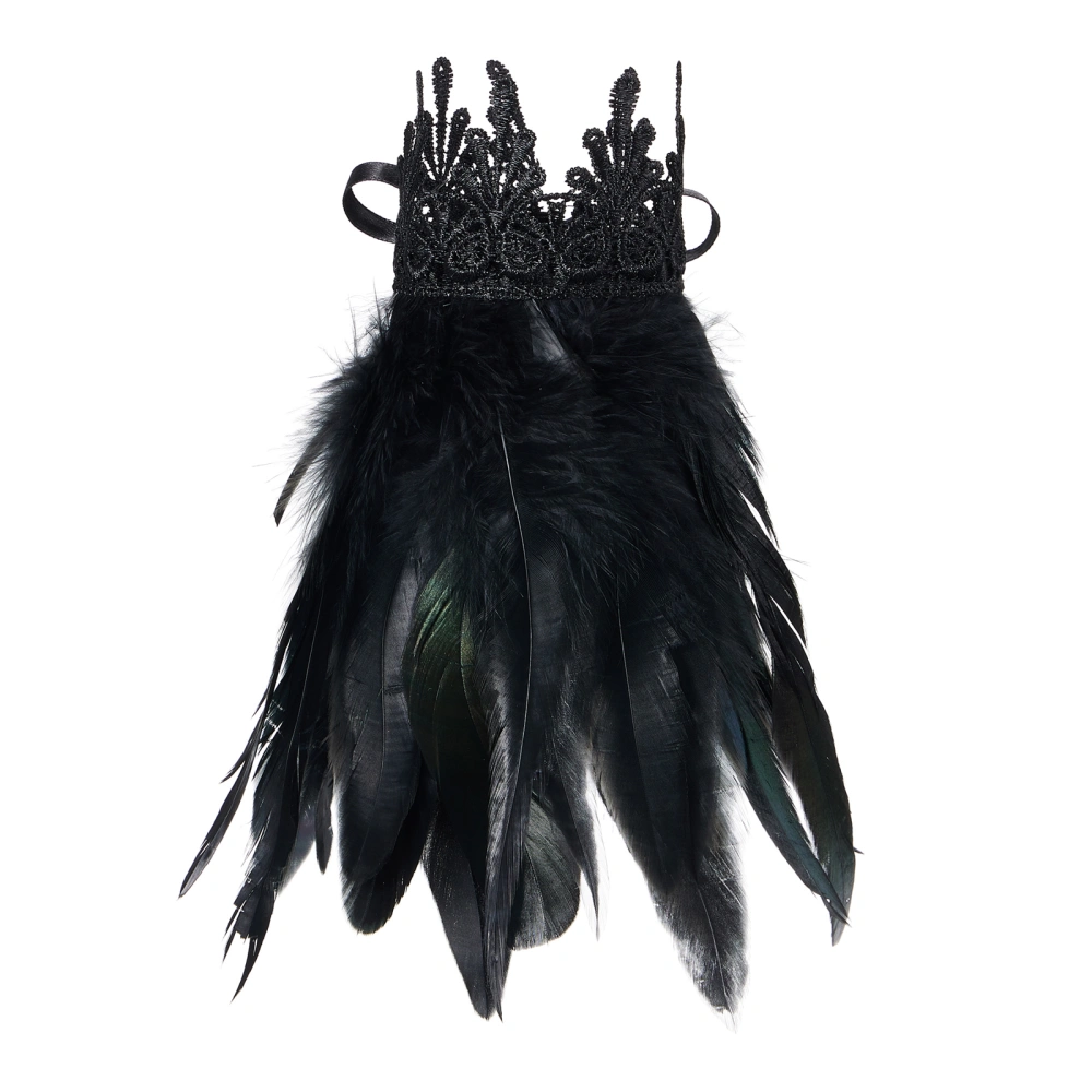 Gothic Feather Bracelet, Simulated Arm Warmer Feather Wrist Cuffs