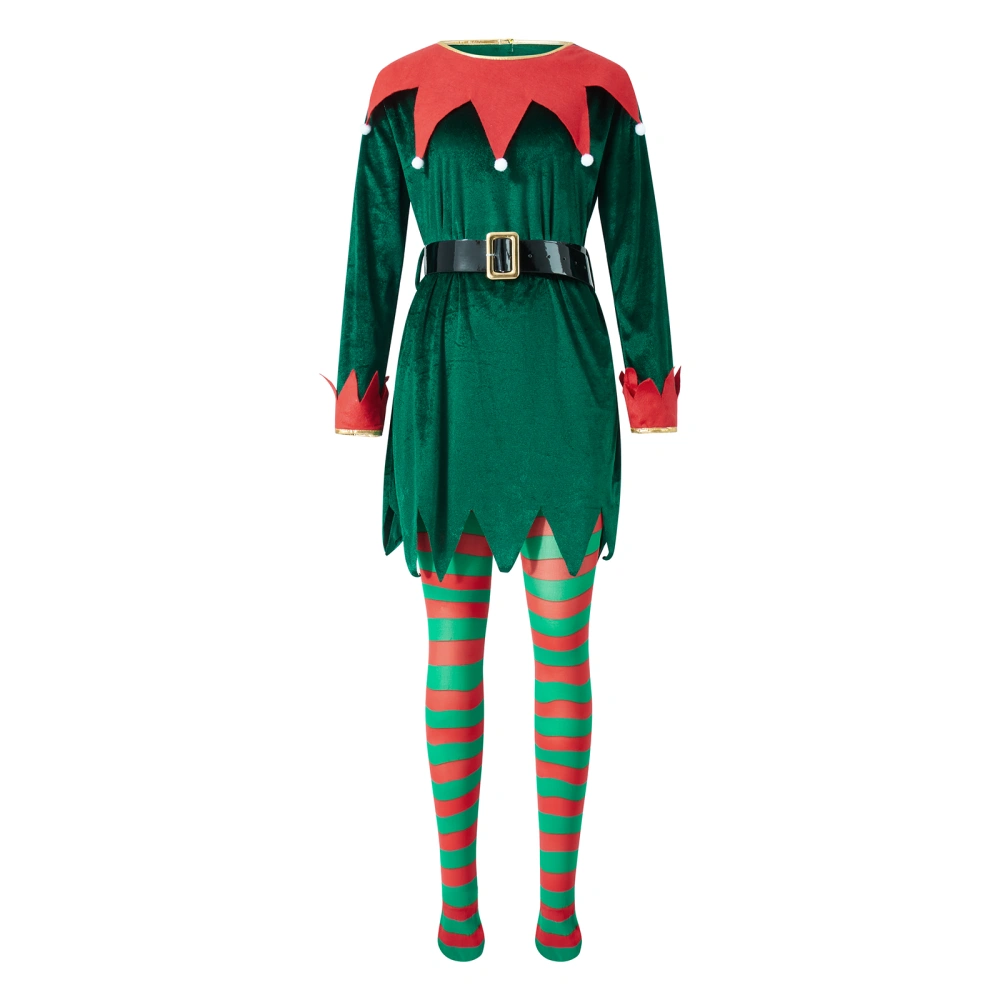 Women Elf Outfits Christmas Adult Hat Stocking Costume for Theme Party