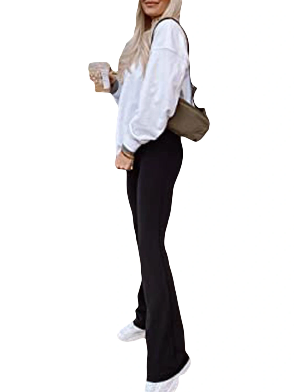 Women Pants Solid Color Long Bell-Bottoms Street Casual Trousers 
