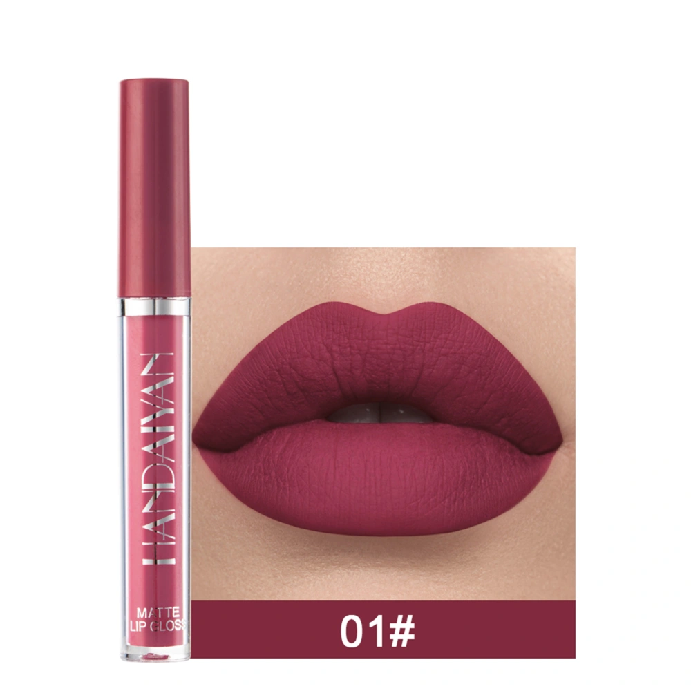 Women Matte Lip Makeup, Nonstick Cup Thin Tube Shape Lipstick