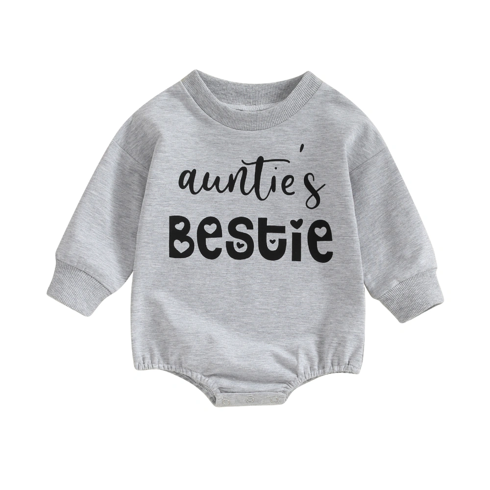 Baby Girls Boys Long Sleeve Crewneck Letter Print Casual Romper