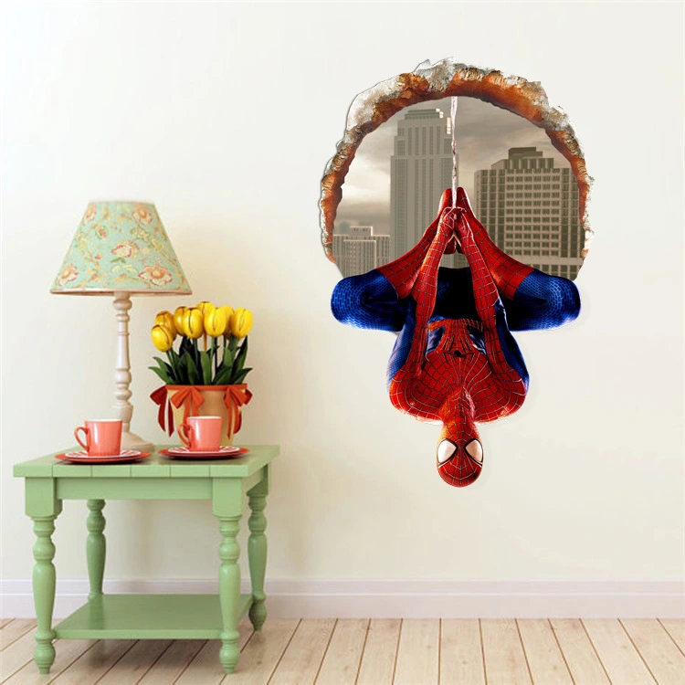 3D Wall Decal, Spider Man Standing Upside Down Paper Wall, DIY Mural Sticker