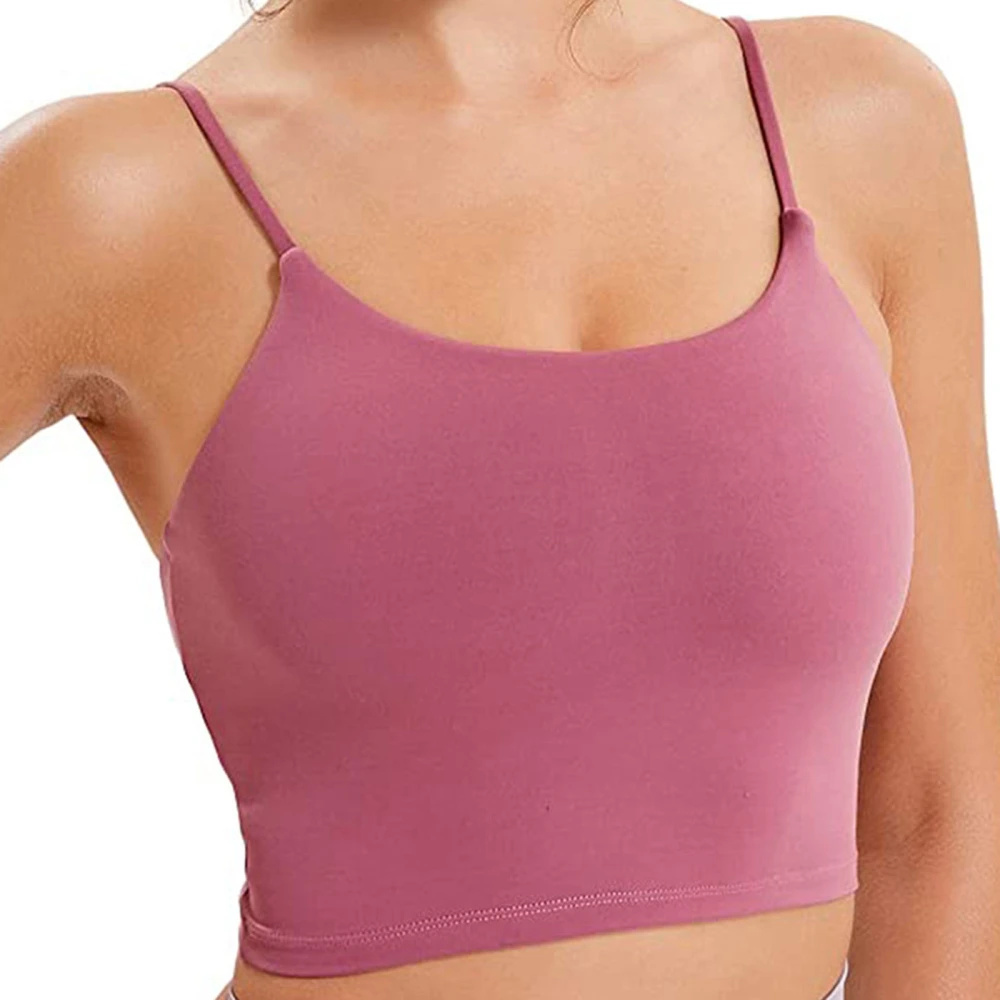 Women Workout Running Seamless Shirts Yoga Bra Cami Top with Built-in Padded