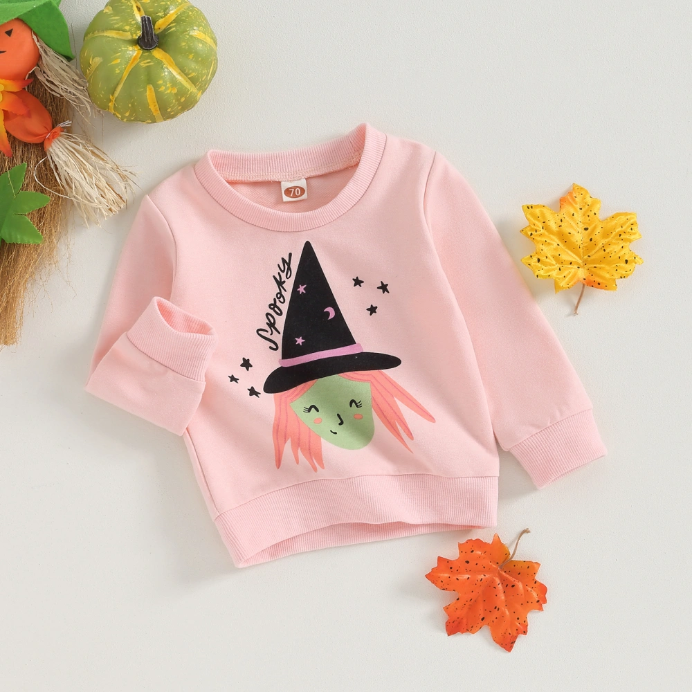 Baby Girl Halloween Sweatshirts Long Sleeve Witch Print Pullovers