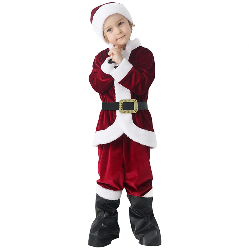 Child Santa Claus Costume, Deluxe Coat+Pants+Hat+Boots+Belt for Boys