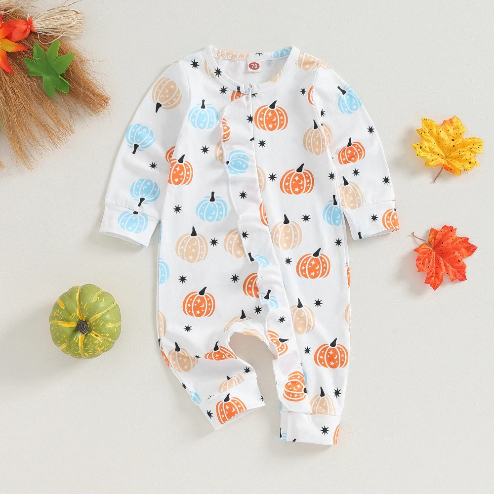 Halloween Baby Girls Boys Jumpsuit Long Sleeve Pumpkin Print Romper