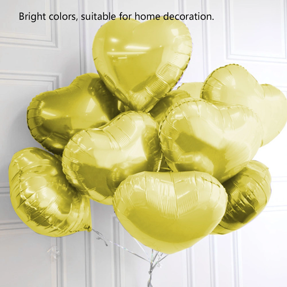 10pcs 10" Heart Aluminum Foil Balloons Party Wedding Birthday Decor (Gold)
