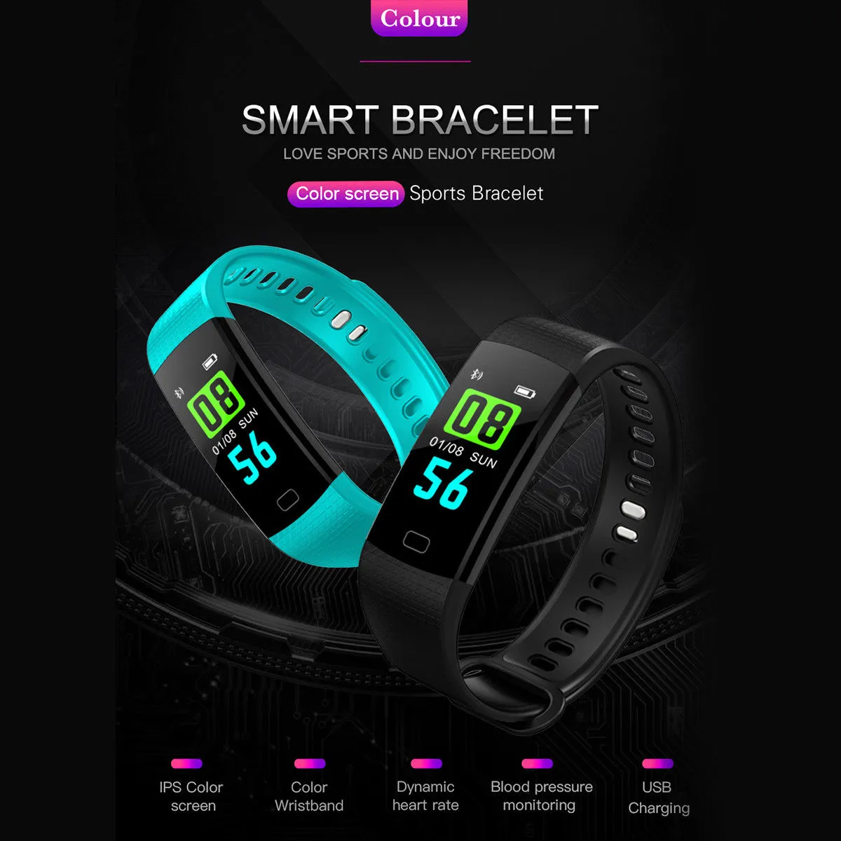 Fashion Smart Watch, Blood Pressure/Oxygen Heart Rate Fitness Tracker