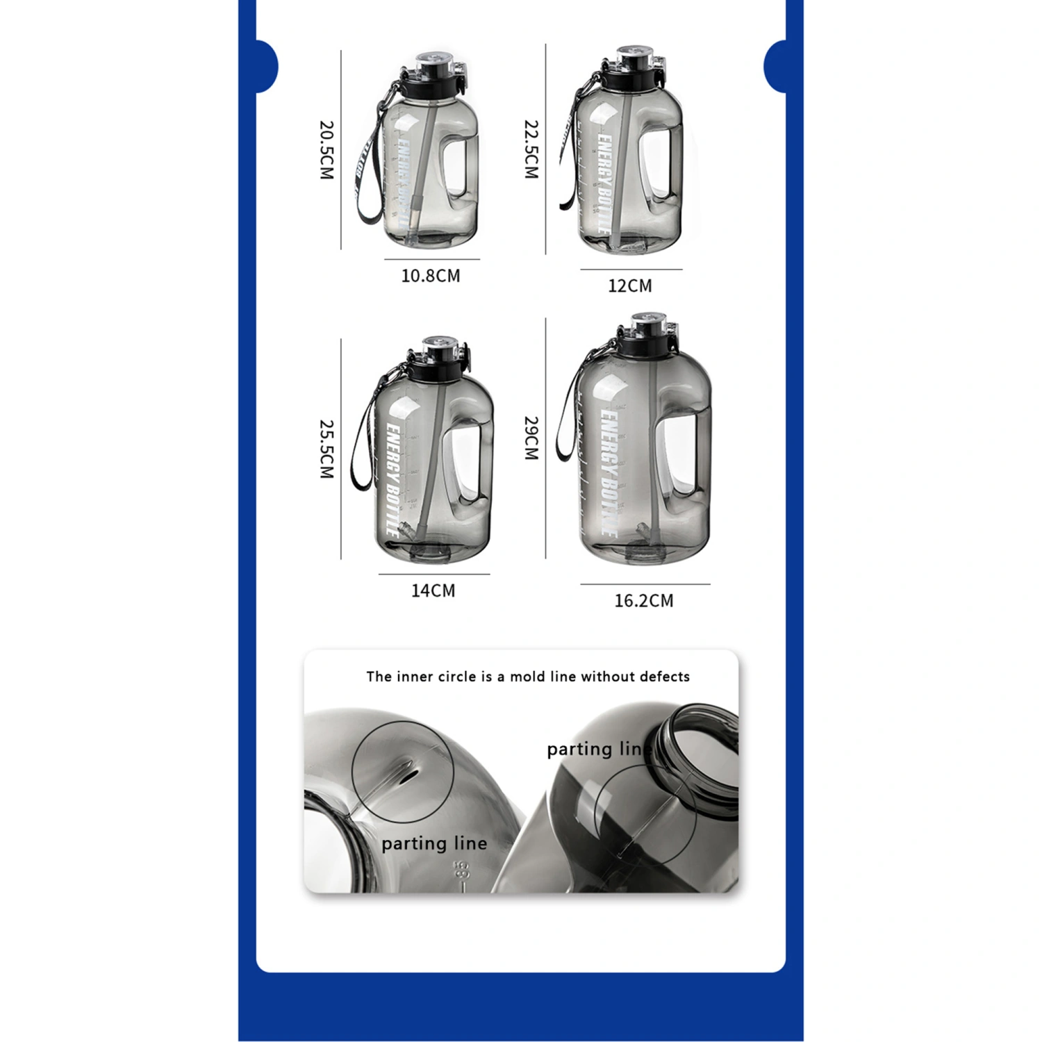 Water Bottle with Straw Sports Water Bottle Wide Mouth Water Bottle
