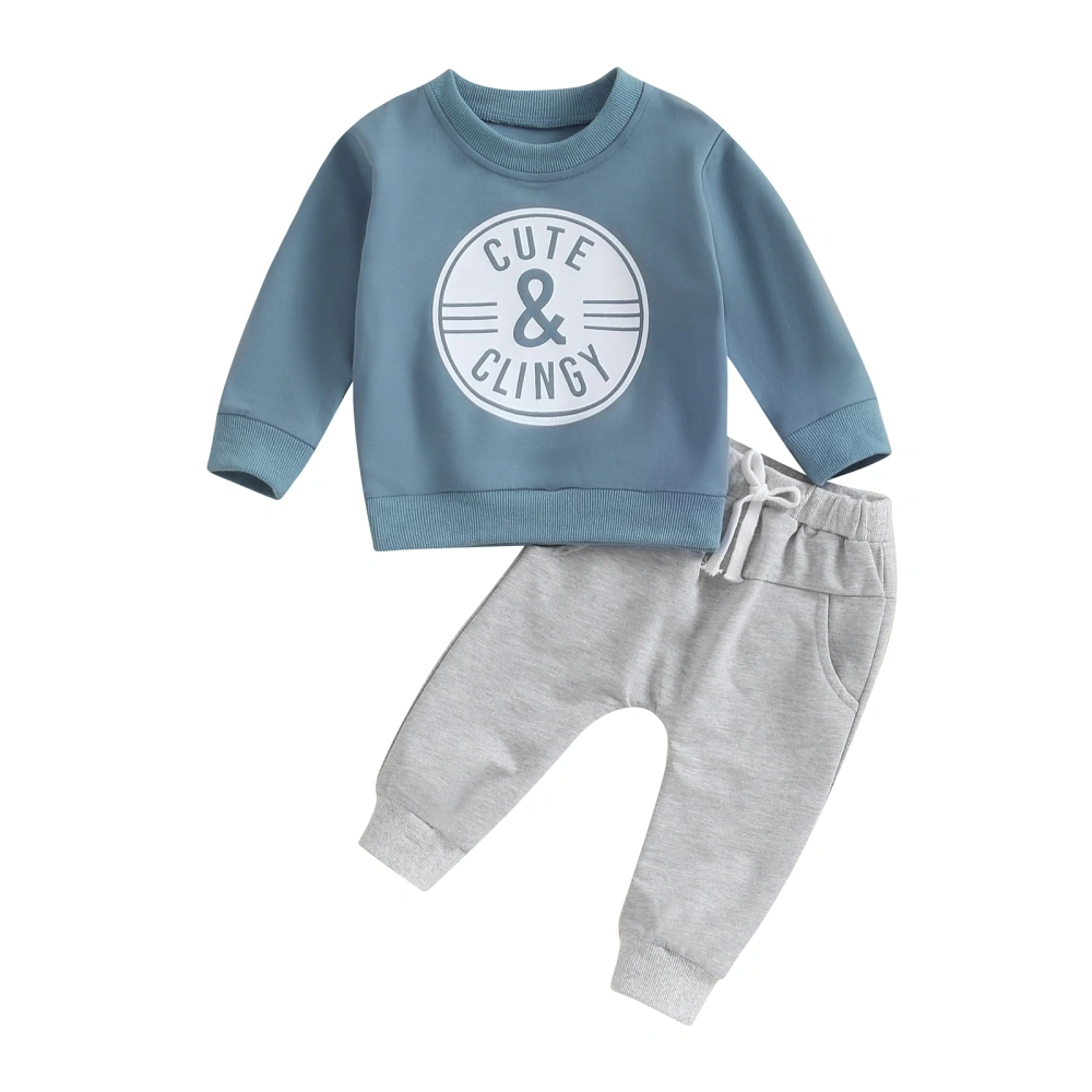 Baby Boys Pants Set, Long Sleeve Letters Sweatshirt Sweatpants