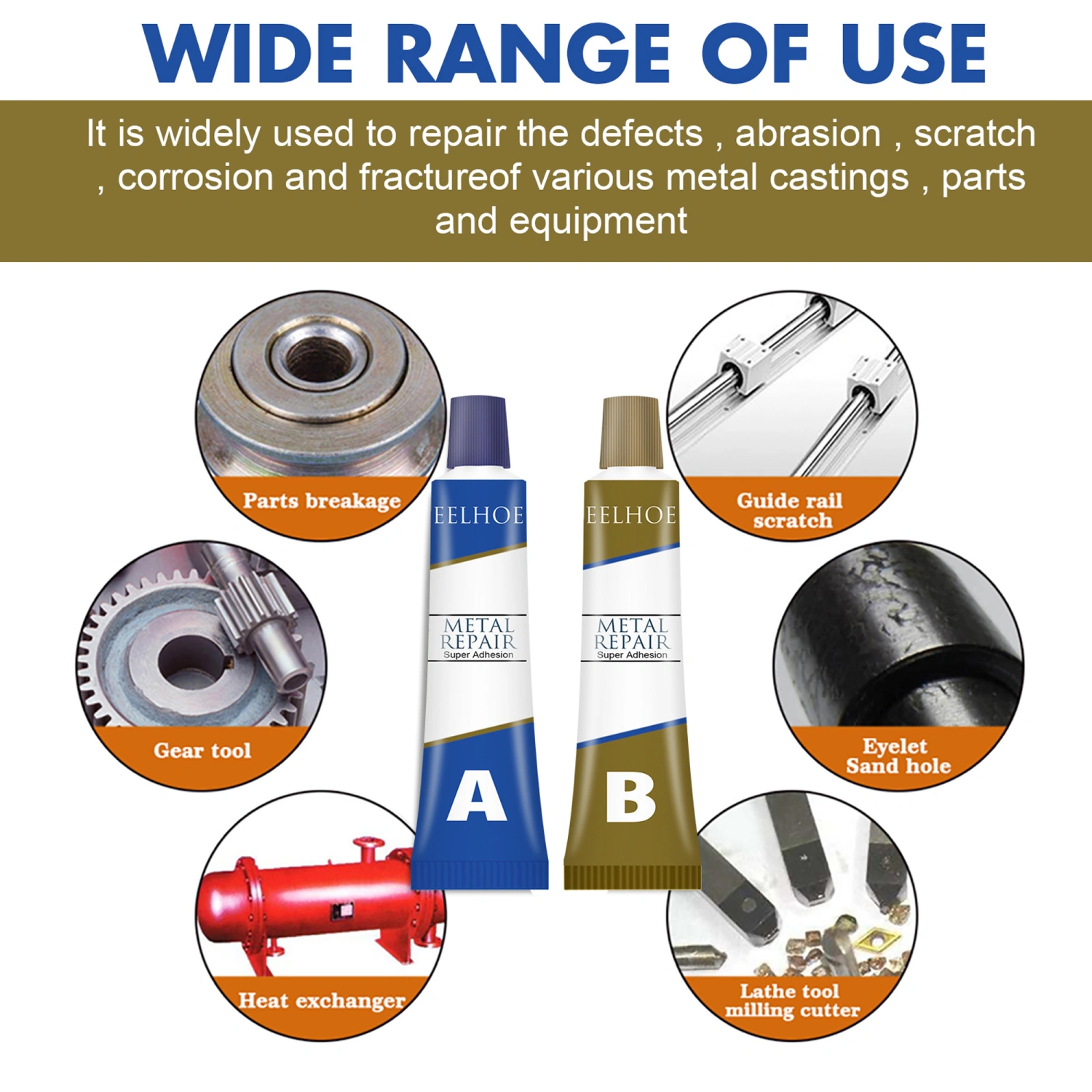 Metal Repair Gel Kit Super Adhesion Heat Resistant AB Glue Repair Tool