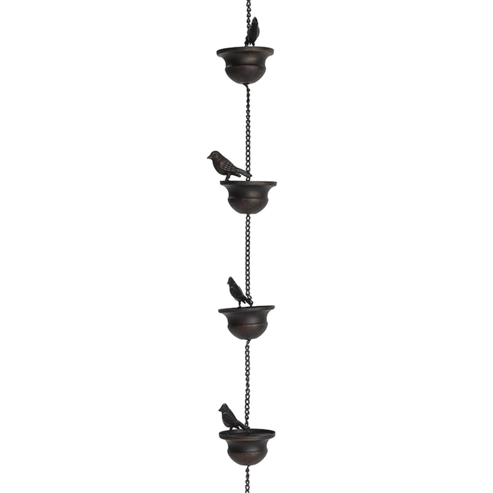 Feet Birds on Cup Mobile Rain Chain for Gutters with Attached Hanger