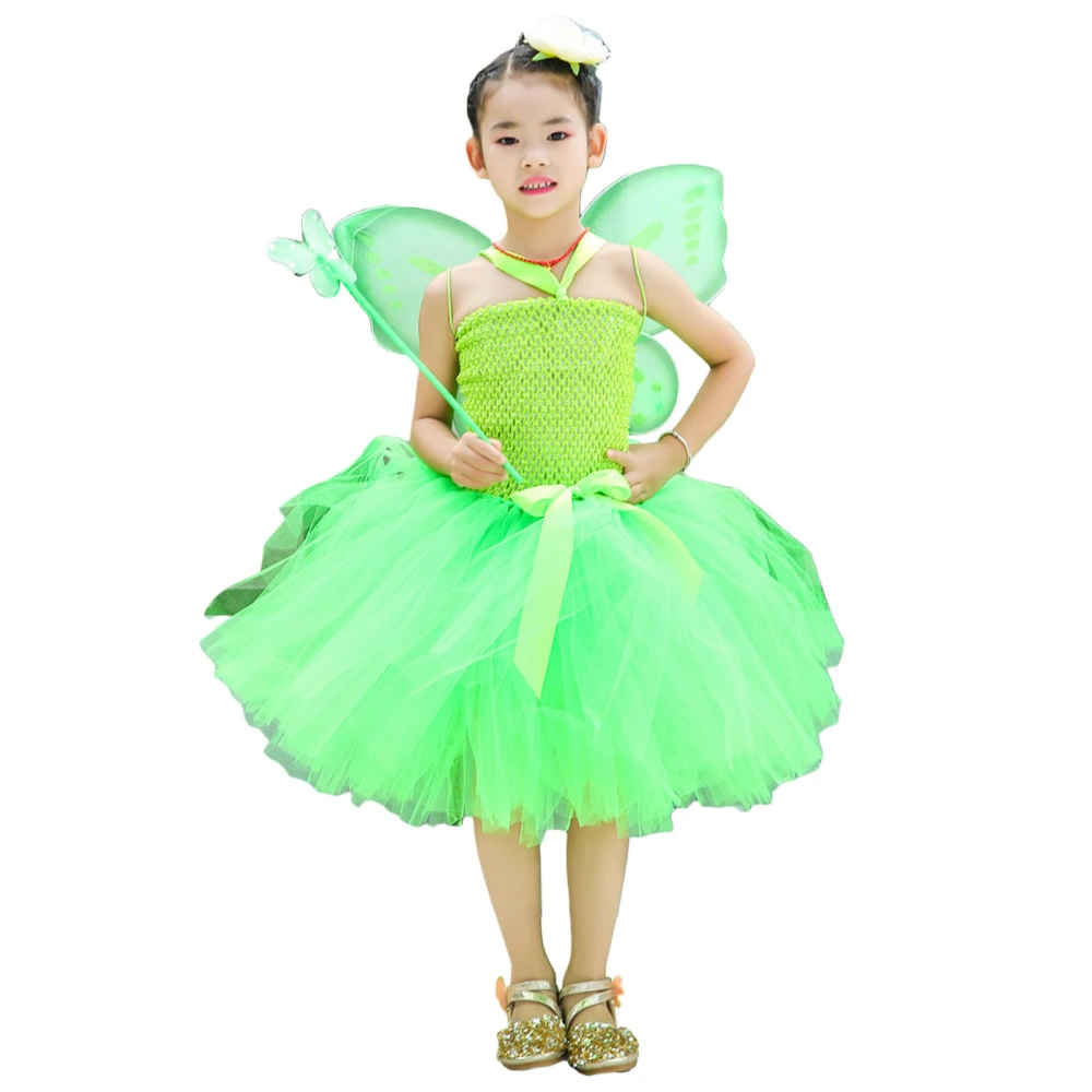 Toddler Girls Fairy Costume Include Wings Fancy Gown and Wand Set