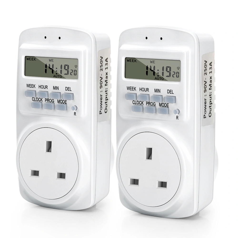 Digital Electrical UK Plug Timer Socket, 24 Hours 7 Day Weekly 16 Groups Programmable Light