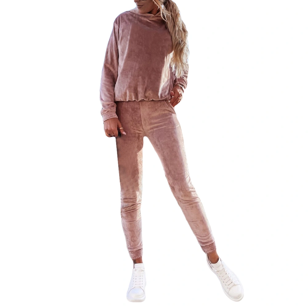 Women Velvet Tracksuits Solid Color Hoodie Sweatshirt and Sweatpants