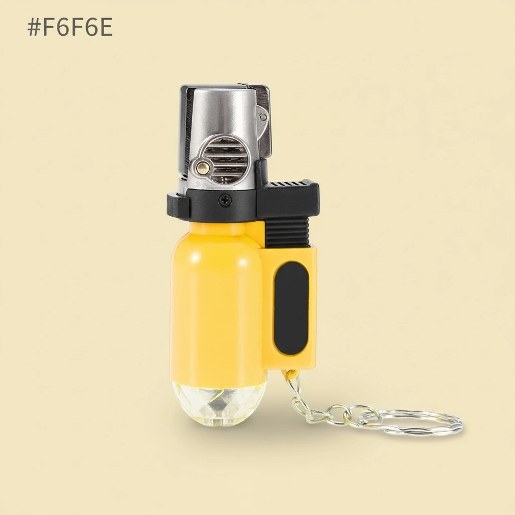 Portable BBQ Lighter Grilling Barbecue Butane Flame Lighter Key Chain No Gas (Yellow)