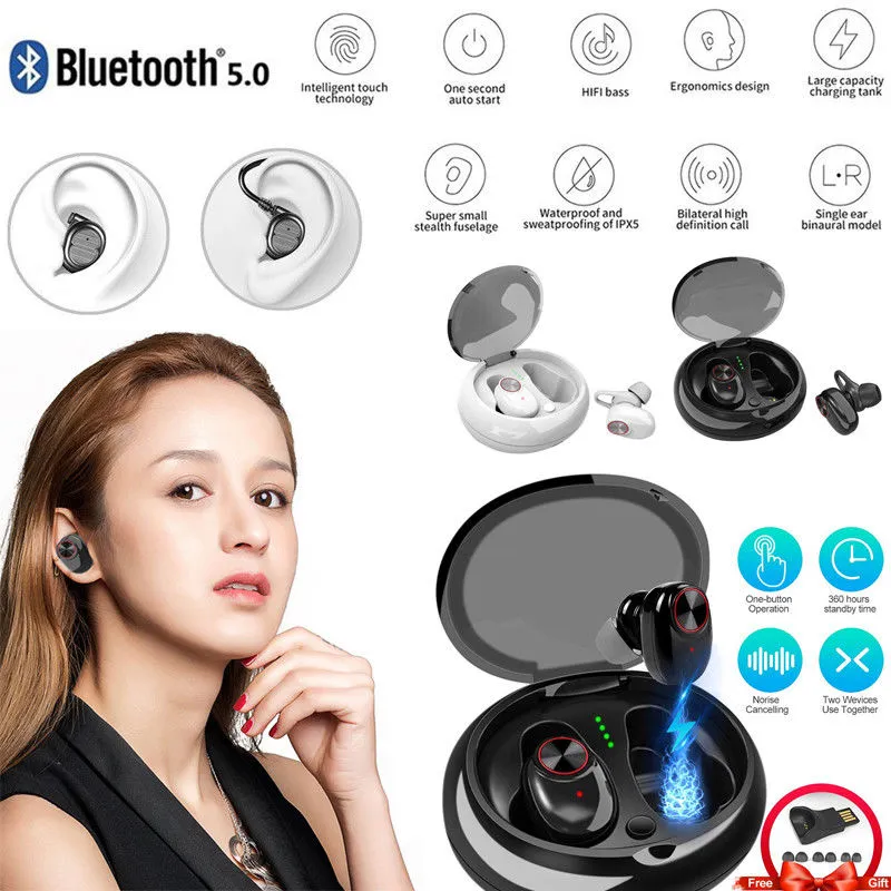 Bluetooth 5.0 Wireless Earbuds Noise Cancelling Waterproof Sports Earphones