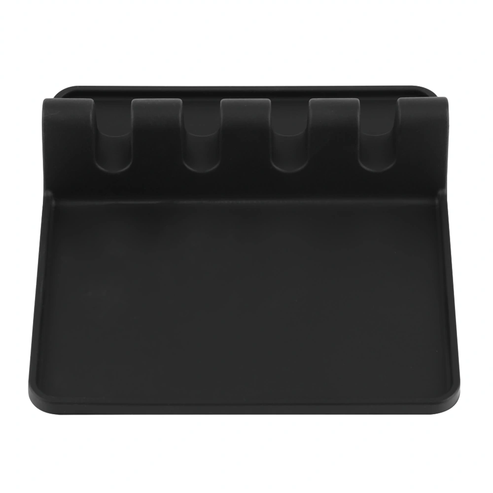 Food Grade Silicone Rack Spoon Spatula Utensils Rest Holder Organizer Kitchen Tool Black