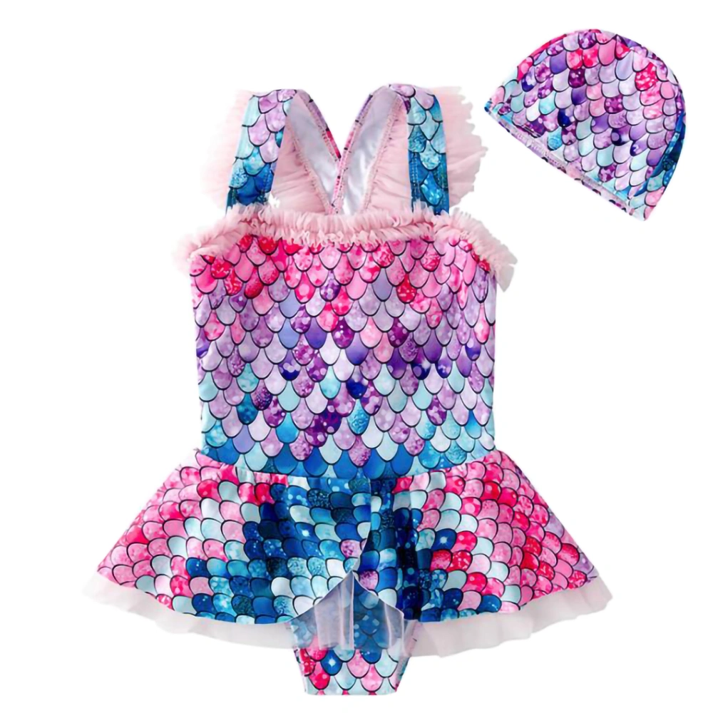 Kids Girls' Swimsuits Lace Sleeveless Mermaid One-piece Beachwear